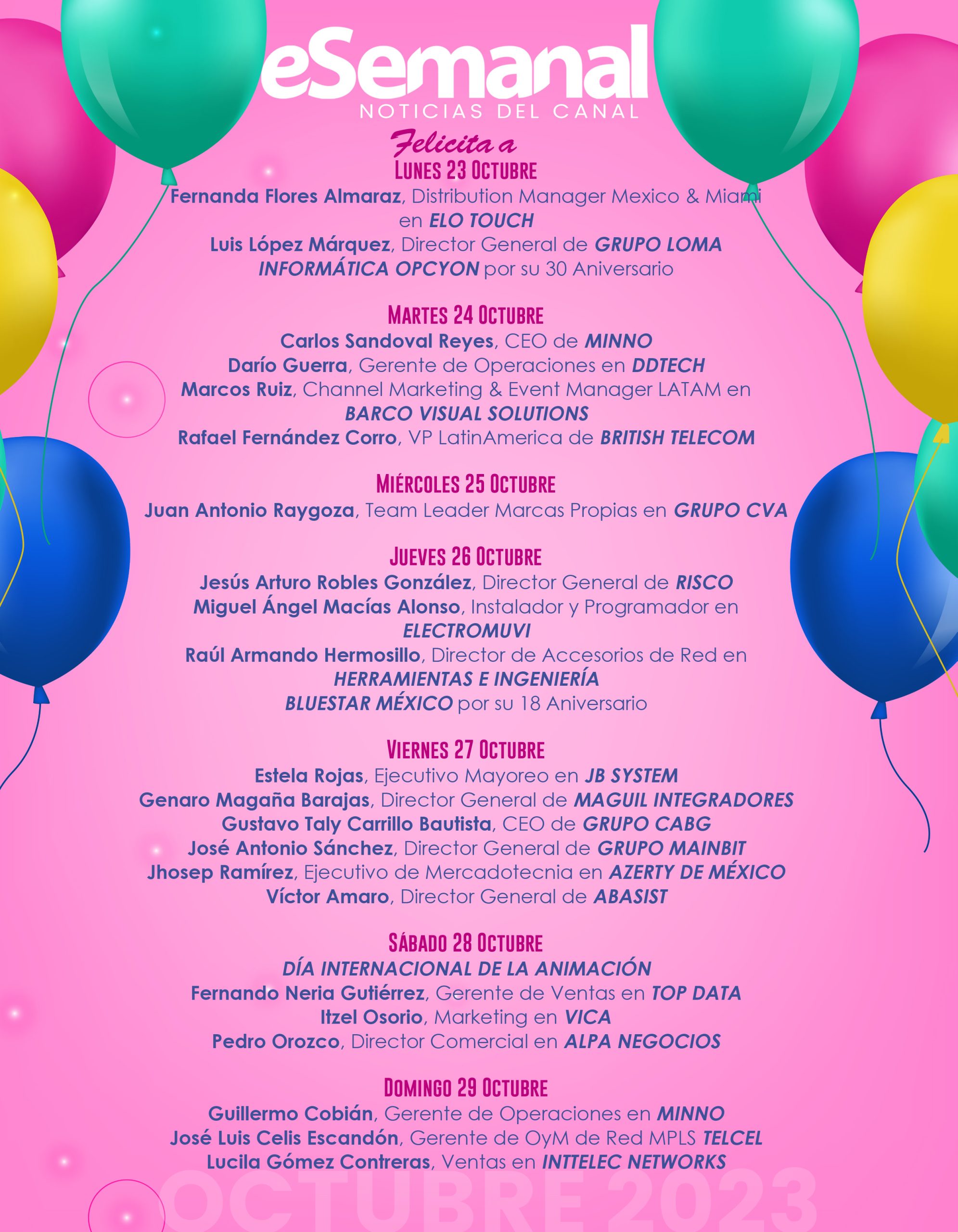 43 Mi cumple del 23 al 29 de Octubre de 2023 - eSemanal - Noticias del ...