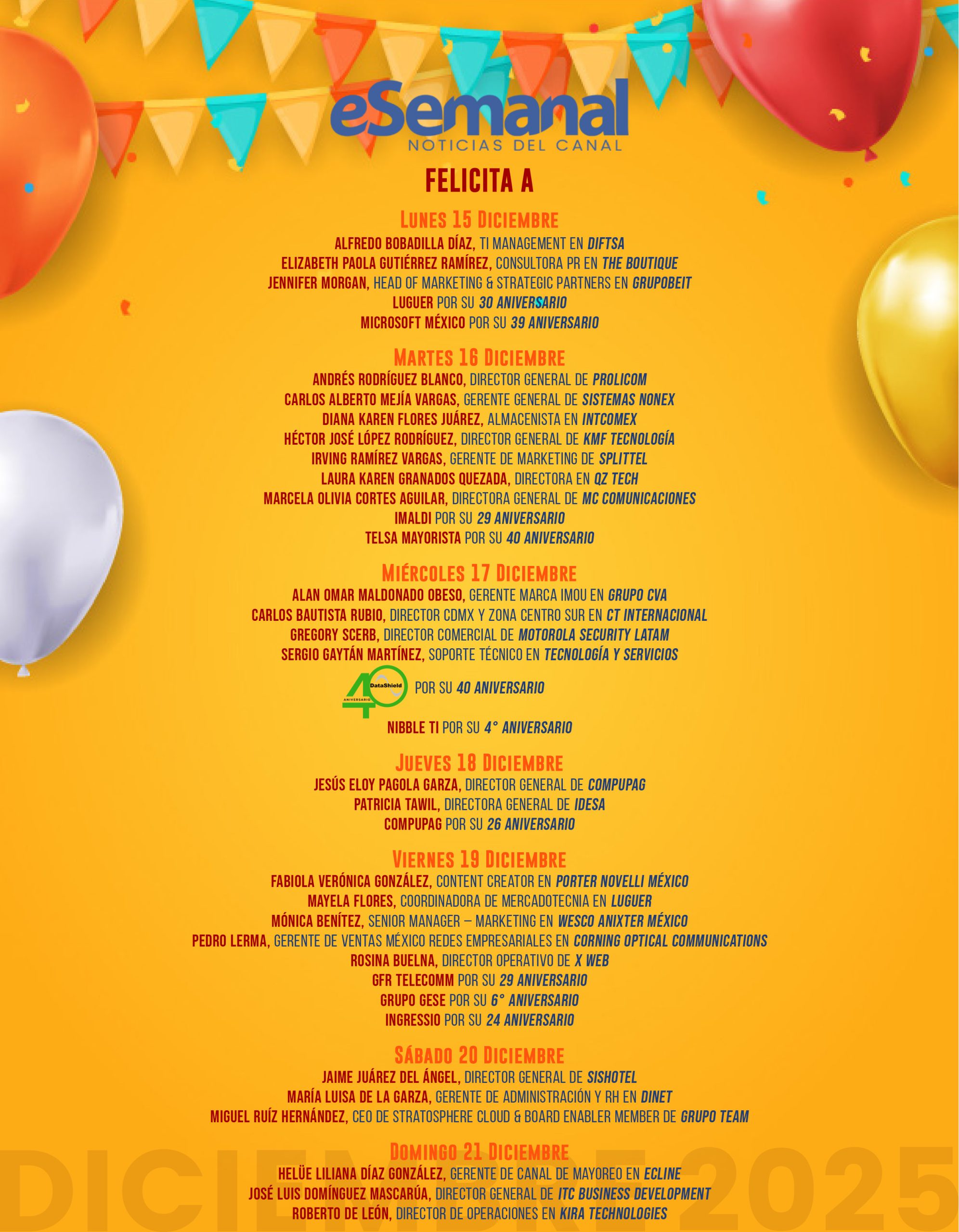 50 Mi cumple 15 al 21 Diciembre - eSemanal - Noticias del Canal